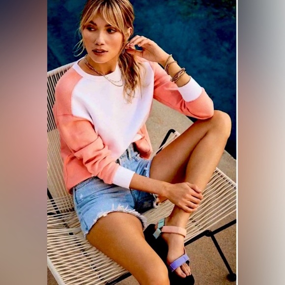 Sundry for Evereve Stylish Orange and White Sweatshirt - Picture 1 of 4